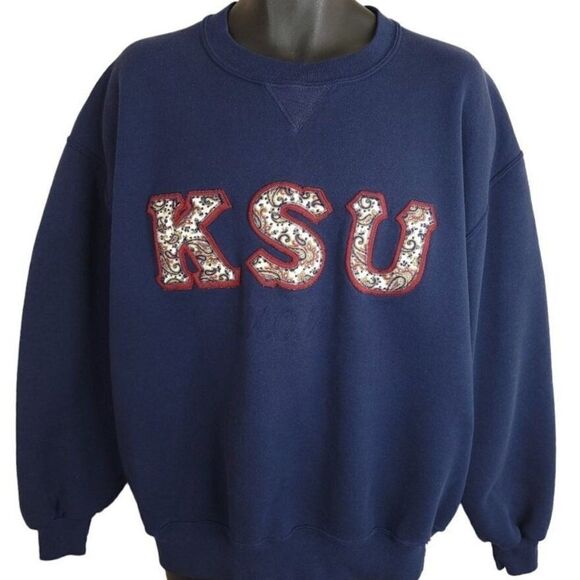 Kansas State University Sweatshirt Vintage 90s KSU Paisley Made In USA Mens XL - Picture 1 of 7